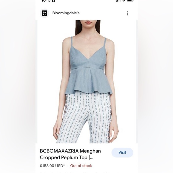 BCBGMAXAZRIA Meaghan Cropped Peplum Top White Large - Picture 11 of 11